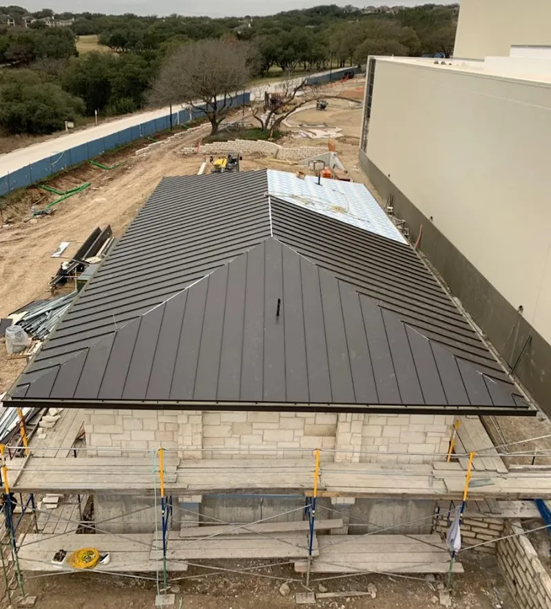 Metal roof new construction with scaffolding in Mount Healthy